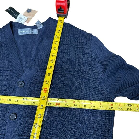 Oscar De La Renta Cardigan Sweater Mens XXLarge Blue Button Textured Preppy NWT - Picture 6 of 6